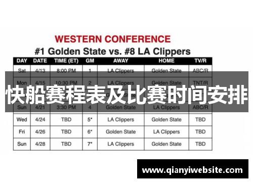 快船赛程表及比赛时间安排 快船赛程表及比赛时间安排